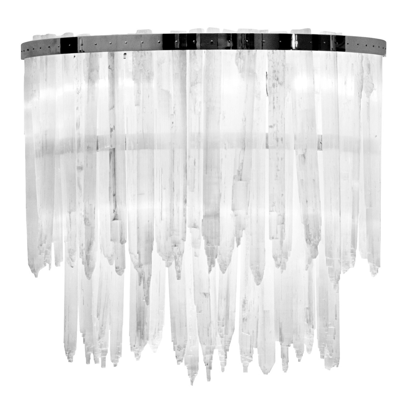 Бра LAMP APPLIQUE SELENITE Никель Прозрачный белый Бра LAMP APPLIQUE SELENITE Никель Прозрачный белый в Липецке | Loft Concept
