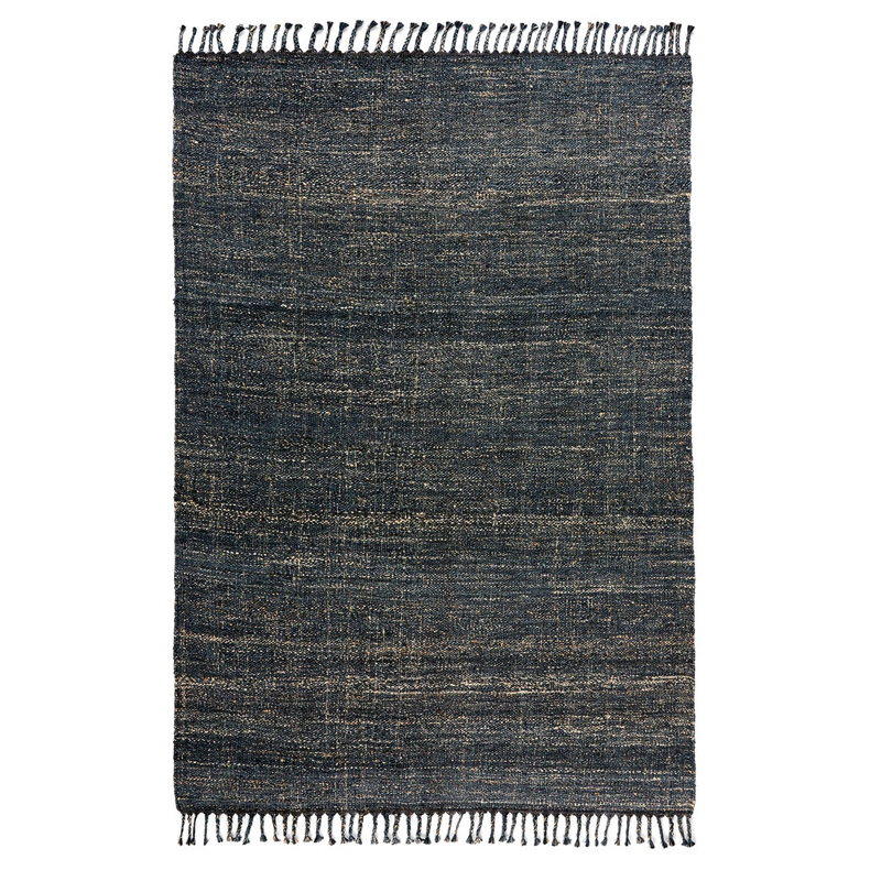 Ковер с бахромой Carpet blue 100% джут Бежевый Темно-синий Ковер с бахромой Carpet blue 100% джут Бежевый Темно-синий в Липецке | Loft Concept