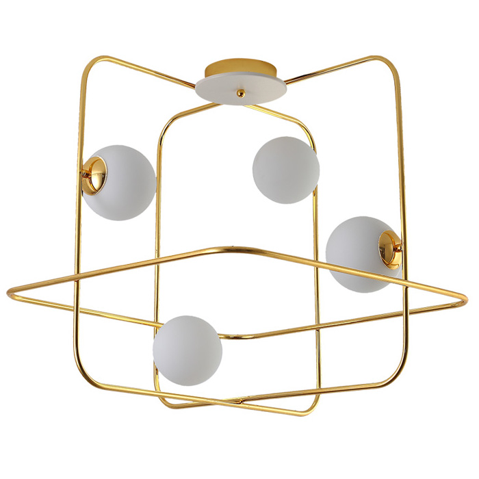 Люстра Broken Squares Balls Brass Белый Латунь Люстра Broken Squares Balls Brass Белый Латунь в Липецке | Loft Concept
