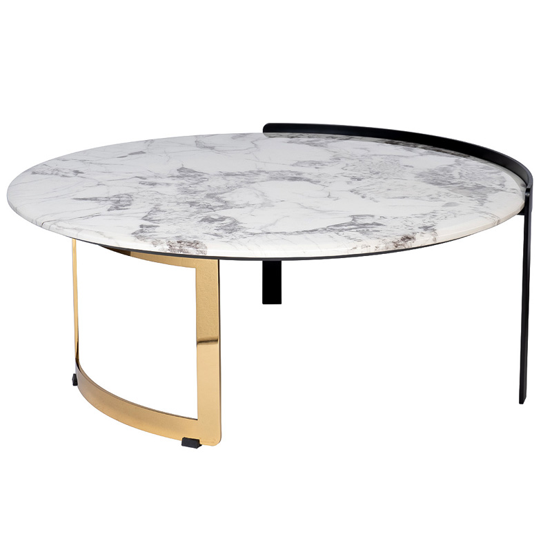Кофейный стол Rodgeir Coffee Table Черный Глянцевое золото Белый Мрамор Bianco Кофейный стол Rodgeir Coffee Table Черный Глянцевое золото Белый Мрамор Bianco в Липецке | Loft Concept