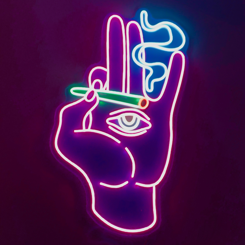 Неоновая настенная лампа Smoking Hand Neon Wall Lamp Розовый Мульти в Липецке | Loft Concept 