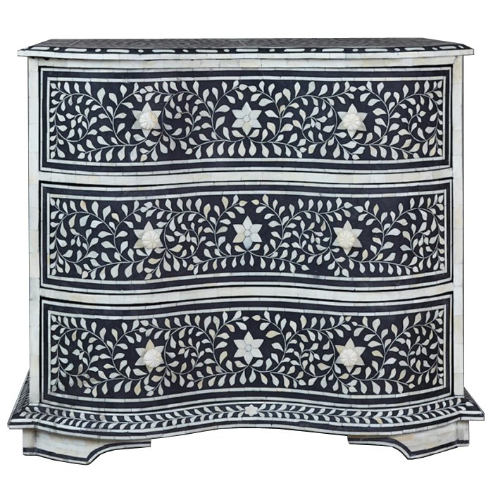 Комод Inlaid Bone Stars And Waves Белый Черный Комод Inlaid Bone Stars And Waves Белый Черный в Липецке | Loft Concept