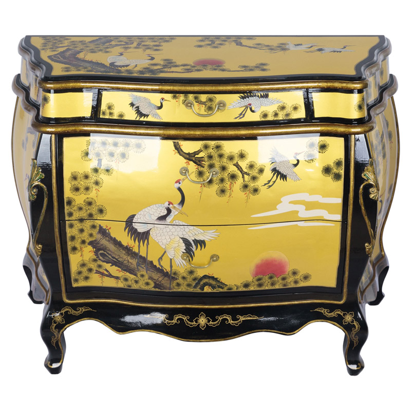 Китайский комод с журавлями Grus chest of drawers Черный Золотой Китайский комод с журавлями Grus chest of drawers Черный Золотой в Липецке | Loft Concept