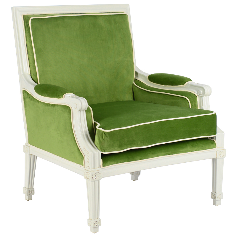 Кресло French Provence Armchair Ferrand green Зеленый смок Белый Кресло French Provence Armchair Ferrand green Зеленый смок Белый в Липецке | Loft Concept