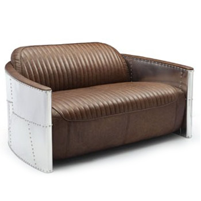 Диван Aviator Sofa 2 seat Белый Черный Коричневый Диван Aviator Sofa 2 seat Белый Черный Коричневый в Липецке | Loft Concept