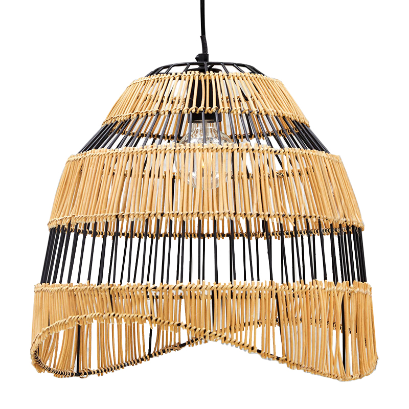 Люстра с плетеным абажуром Narayan Wicker Chandelier Древесина Черный Люстра с плетеным абажуром Narayan Wicker Chandelier Древесина Черный в Липецке | Loft Concept