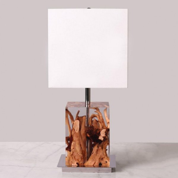 Настольная лампа Kisimi Table Lamp Белый Коричневый Настольная лампа Kisimi Table Lamp Белый Коричневый в Липецке | Loft Concept