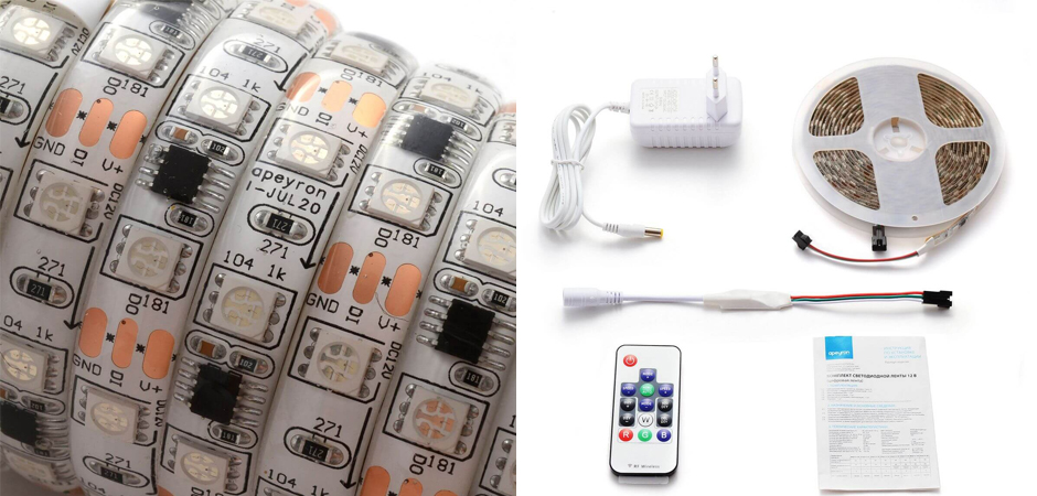 Комплект светодиодной влагозащищенной ленты 14,4W/m 60Led/m 5050SMD разноцветный 5 метров Комплект светодиодной влагозащищенной ленты 14,4W/m 60Led/m 5050SMD разноцветный 5 метров - Loft-Concept в Липецке