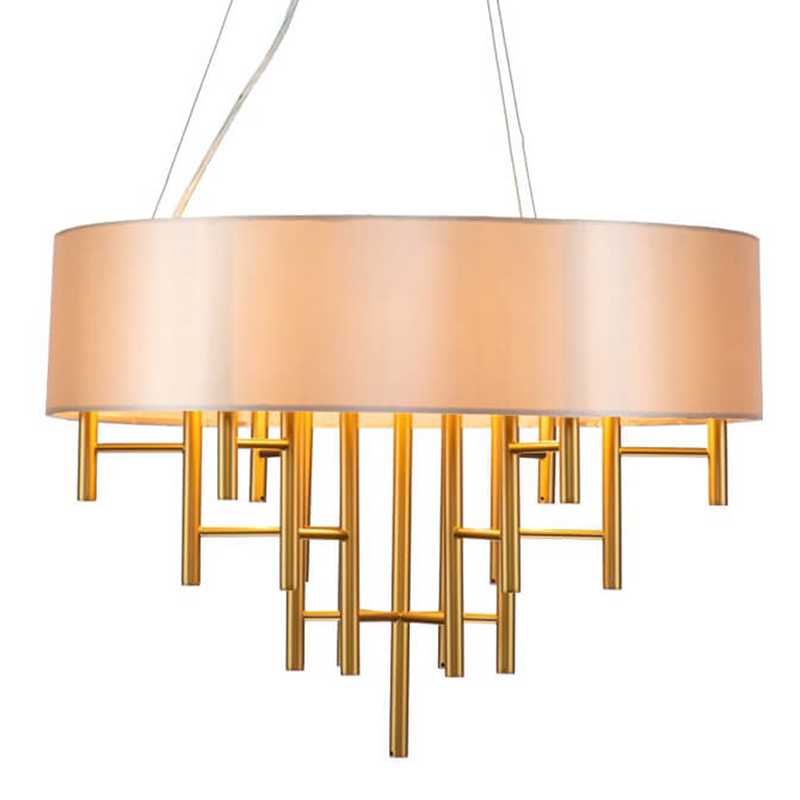 Люстра Oswell Lampshade Chandelier Латунь Бежевый Люстра Oswell Lampshade Chandelier Латунь Бежевый в Липецке | Loft Concept