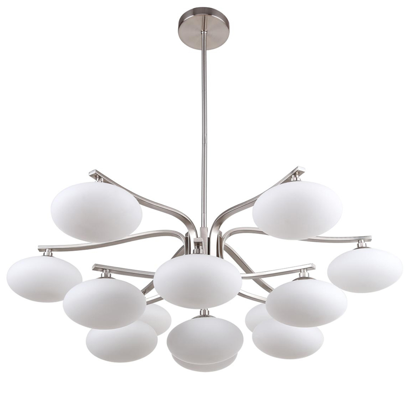 Oval Balls Mushrooms Chandelier 13 Silver Серебряный Прозрачный белый Oval Balls Mushrooms Chandelier 13 Silver Серебряный Прозрачный белый в Липецке | Loft Concept