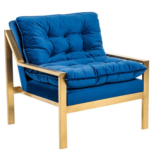 Кресло Accent Velvet Armchair Золотой Синий Кресло Accent Velvet Armchair Золотой Синий в Липецке | Loft Concept