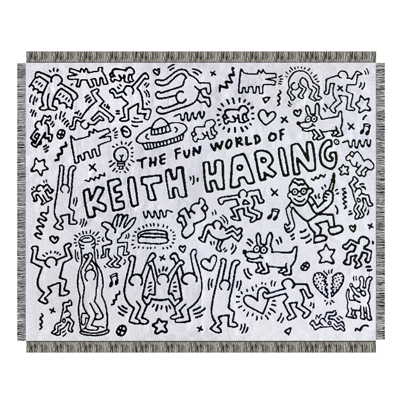 Покрывало граффити черно-белое Кит Харинг Keith Haring Bed Сover Черно-белый Покрывало граффити черно-белое Кит Харинг Keith Haring Bed Сover Черно-белый в Липецке | Loft Concept