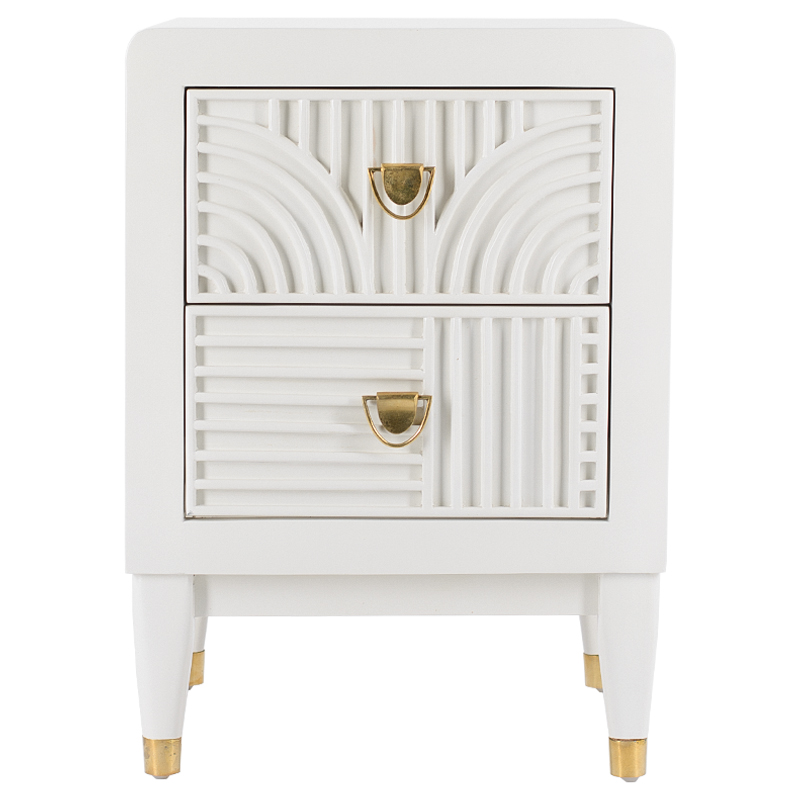 Тумба Seymour Bedside Table White Латунь Белый Тумба Seymour Bedside Table White Латунь Белый в Липецке | Loft Concept