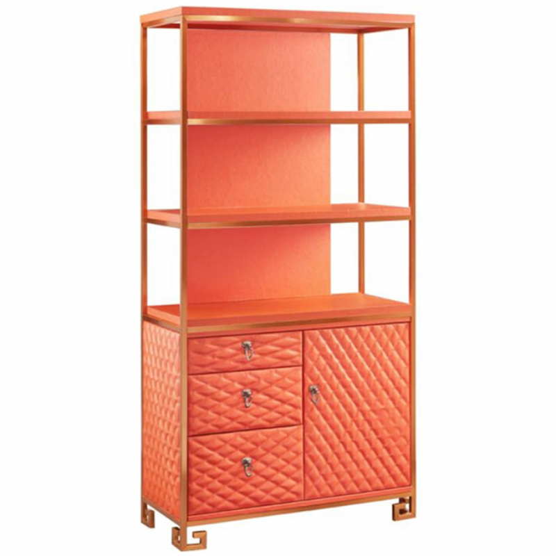 Стеллаж Bookcase Leather Capitone Золотой Оранжевый Стеллаж Bookcase Leather Capitone Золотой Оранжевый в Липецке | Loft Concept