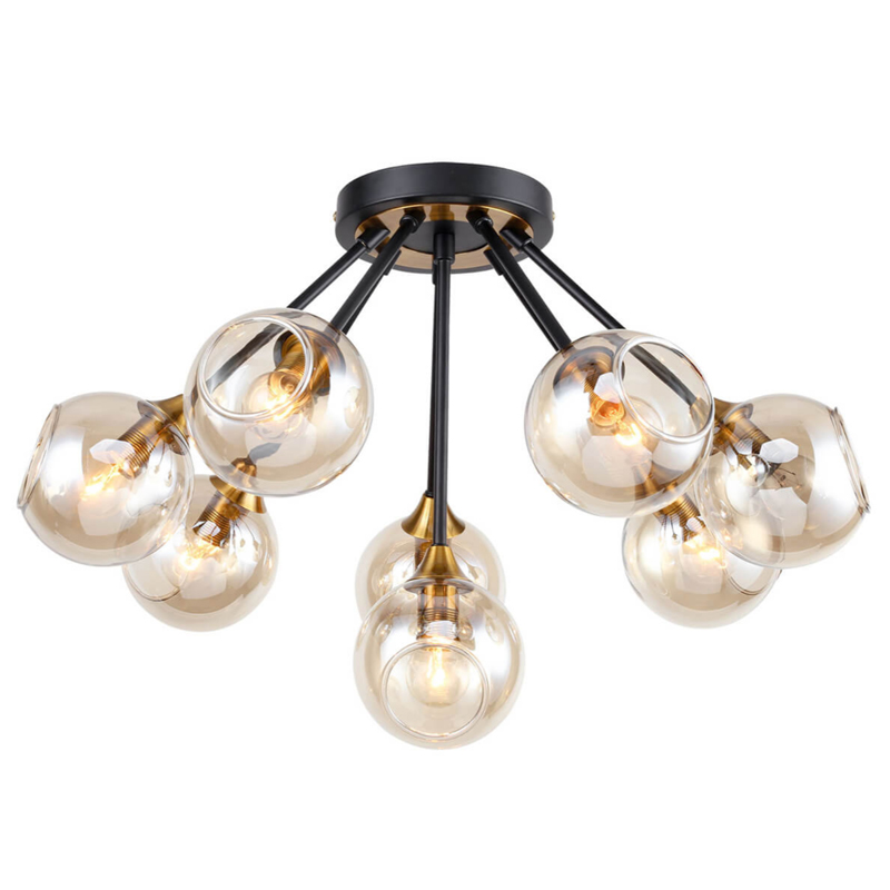 Потолочный Светильник Loft Globe Черный Латунь Янтарь (Amber) Потолочный Светильник Loft Globe Черный Латунь Янтарь (Amber) в Липецке | Loft Concept