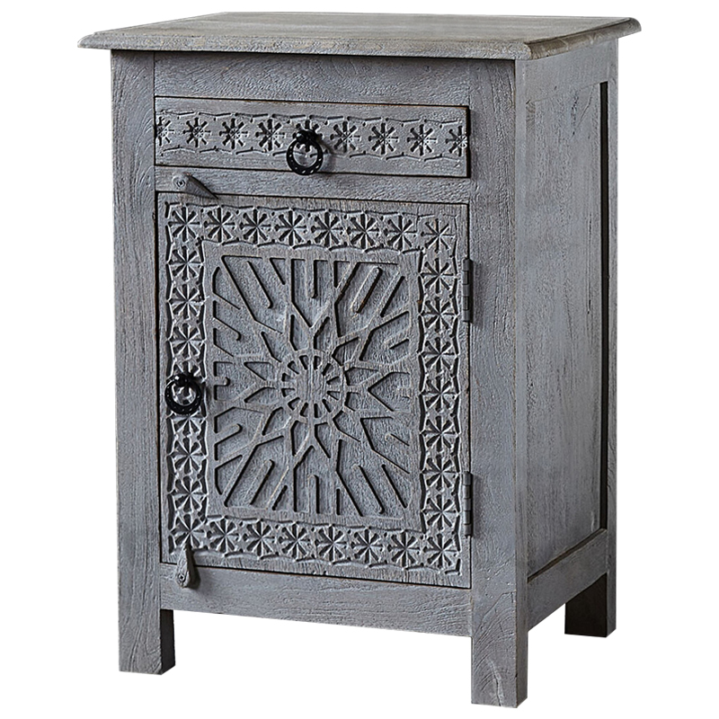 Тумба Indian Antique Furniture Akshi Nightstand Серый Коричневый Тумба Indian Antique Furniture Akshi Nightstand Серый Коричневый в Липецке | Loft Concept