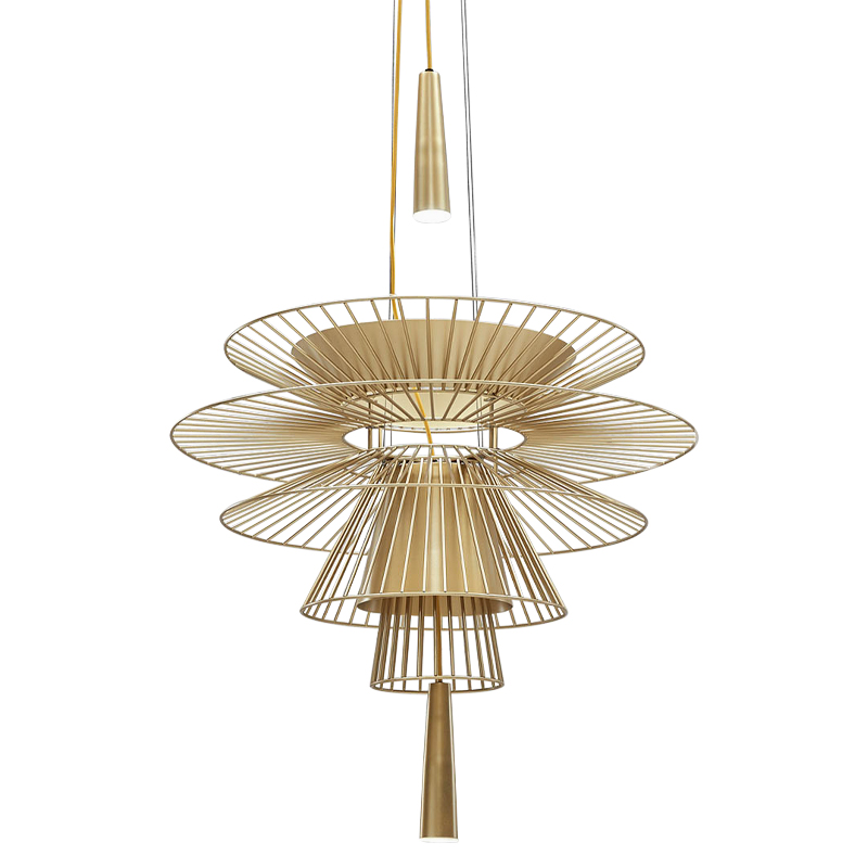 Люстра с металлическим плафоном Shade Metal Chandelier Золотой Люстра с металлическим плафоном Shade Metal Chandelier Золотой в Липецке | Loft Concept