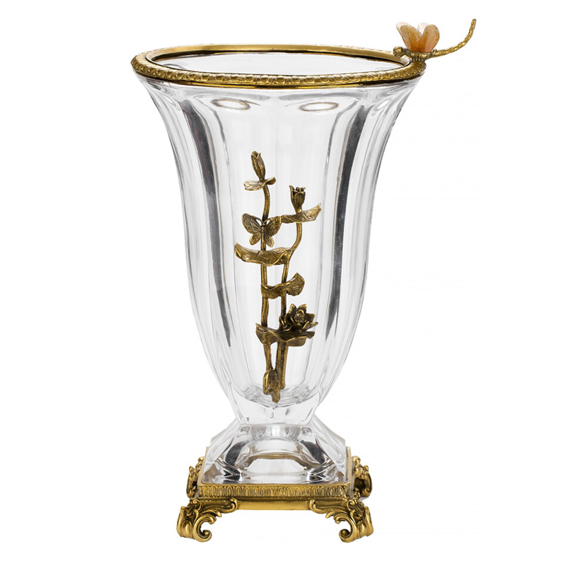 Ваза из прозрачного стекла с бронзовой вставкой в виде цветущей ветви Eden Garden porcelain and bronze Прозрачное Стекло Бронза Ваза из прозрачного стекла с бронзовой вставкой в виде цветущей ветви Eden Garden porcelain and bronze Прозрачное Стекло Бронза в Липецке | Loft Concept