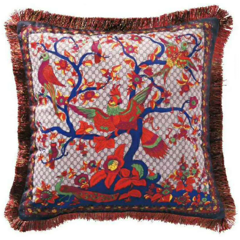 Декоративная подушка Cтиль Gucci Birds On The Tree Мульти в Липецке | Loft Concept 