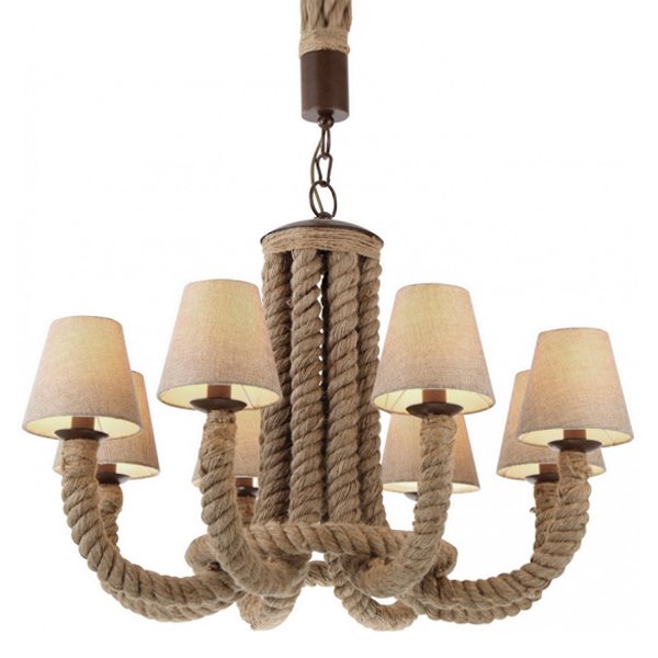 Люстра Rattan Chandelier 8 Loft Rope Light Люстра Rattan Chandelier 8 Loft Rope Light в Липецке | Loft Concept