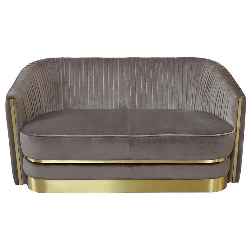 Диван двухместный велюр Bolger sofa Серый Золотой Диван двухместный велюр Bolger sofa Серый Золотой в Липецке | Loft Concept