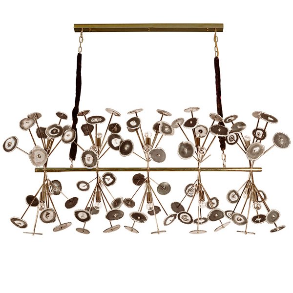 Люстра Burst Chandelier Natural Agate Line Глянцевое золото Бежево-серый Люстра Burst Chandelier Natural Agate Line Глянцевое золото Бежево-серый в Липецке | Loft Concept