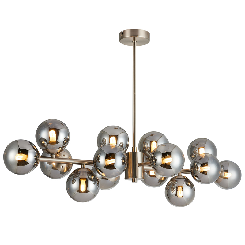 Люстра Berries Chandelier smok 14 Никель Стекло Смок Люстра Berries Chandelier smok 14 Никель Стекло Смок в Липецке | Loft Concept