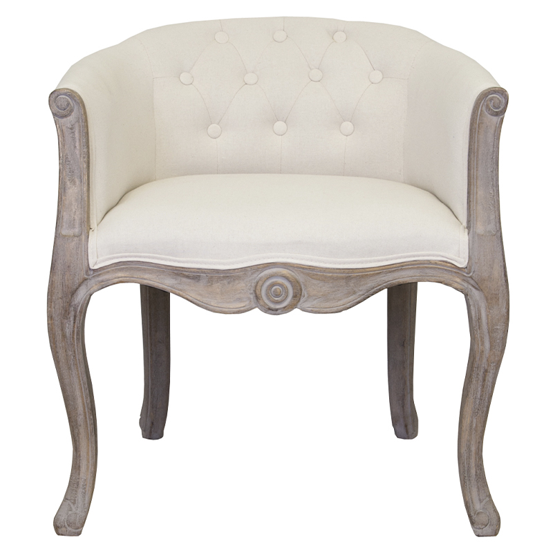 Кресло низкое в стиле прованс Бежевый Лен Louis French Armchair Бежевый Коричневый Кресло низкое в стиле прованс Бежевый Лен Louis French Armchair Бежевый Коричневый в Липецке | Loft Concept