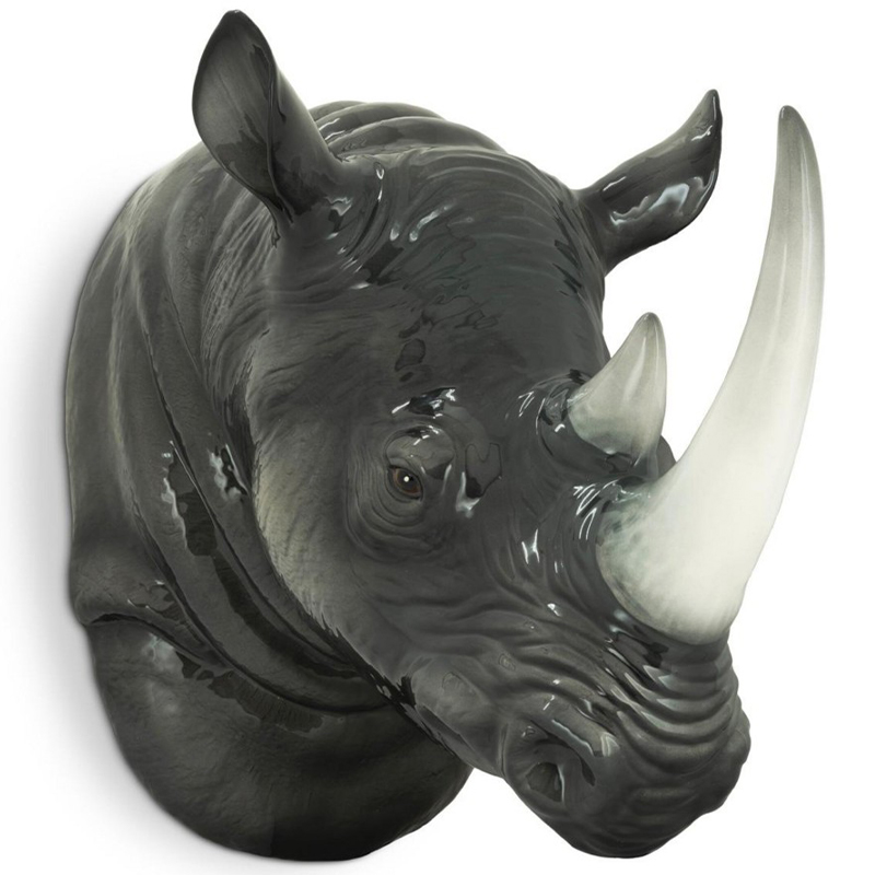 Аксессуар на стену Abhika Rino Head Hanging Серый Белый Аксессуар на стену Abhika Rino Head Hanging Серый Белый в Липецке | Loft Concept