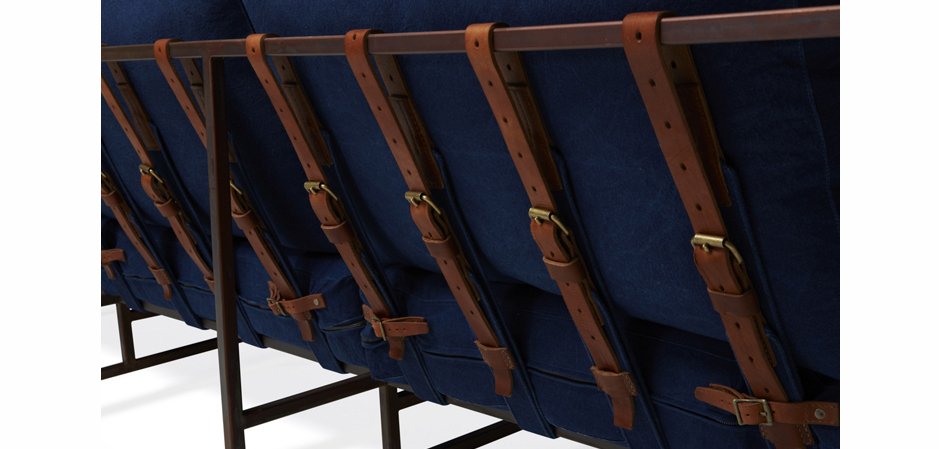 Двухместный диван Indigo Denim and copper Two Seat Sofa Двухместный диван Indigo Denim and copper Two Seat Sofa - Loft-Concept в Липецке