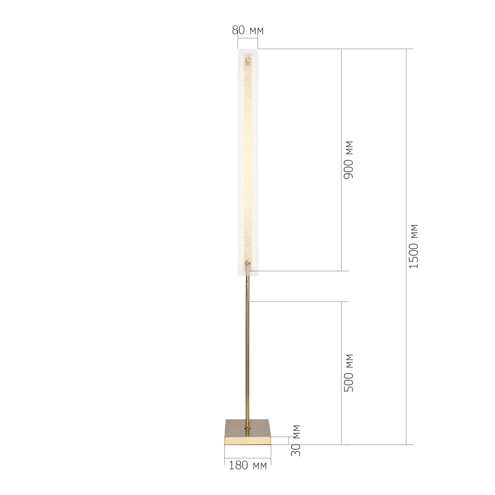 Торшер с прямоугольным плафоном с эффектом морозного стекла Freezing в Липецке