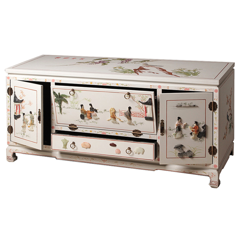 Белый Комод в Китайском стиле с каменным Барельефом Walk in the Garden Chinese Chest of Drawers Белый Мульти Белый Комод в Китайском стиле с каменным Барельефом Walk in the Garden Chinese Chest of Drawers Белый Мульти в Липецке | Loft Concept