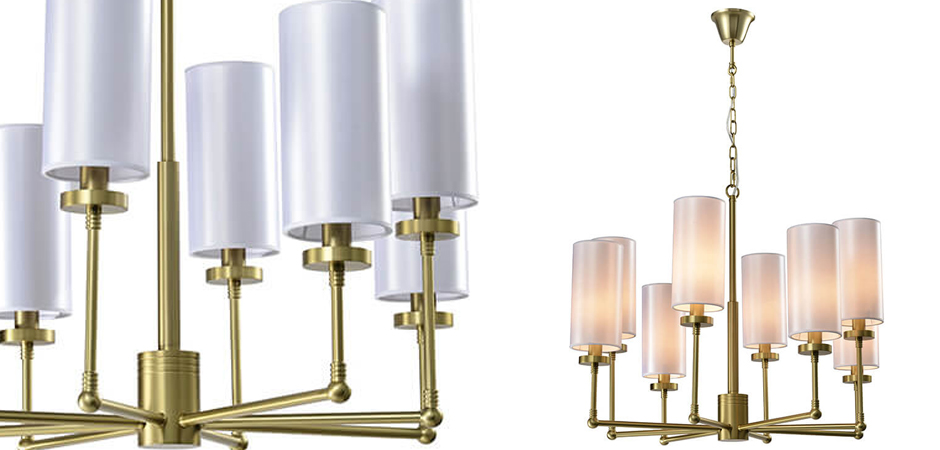 Люстра Fabric Lampshade Brass 8 Люстра Fabric Lampshade Brass 8 - Loft-Concept в Липецке