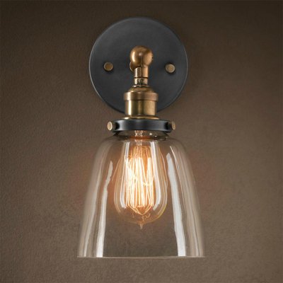 Бра Loft Clear Glass Cloche Прозрачное Стекло Бронза Черный матовый Бра Loft Clear Glass Cloche Прозрачное Стекло Бронза Черный матовый в Липецке | Loft Concept