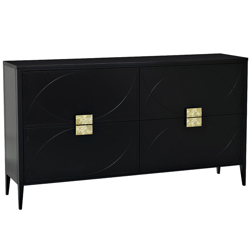 Комод с 4-мя ящиками Amelie Black Chest of Drawers Черный Черный Золотой Комод с 4-мя ящиками Amelie Black Chest of Drawers Черный Черный Золотой в Липецке | Loft Concept