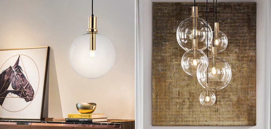 Подвесной светильник Glass Globe Gold Подвесной светильник Glass Globe Gold - Loft-Concept в Липецке