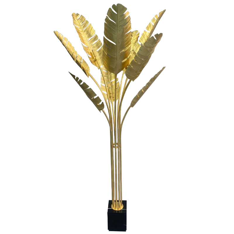 Торшер Gold Palm Leaves Floor Lamp Золотой Черный Торшер Gold Palm Leaves Floor Lamp Золотой Черный в Липецке | Loft Concept