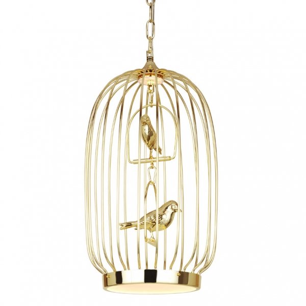 Люстра Birdcage Chandelier Two Gold Глянцевое золото в Липецке | Loft Concept 