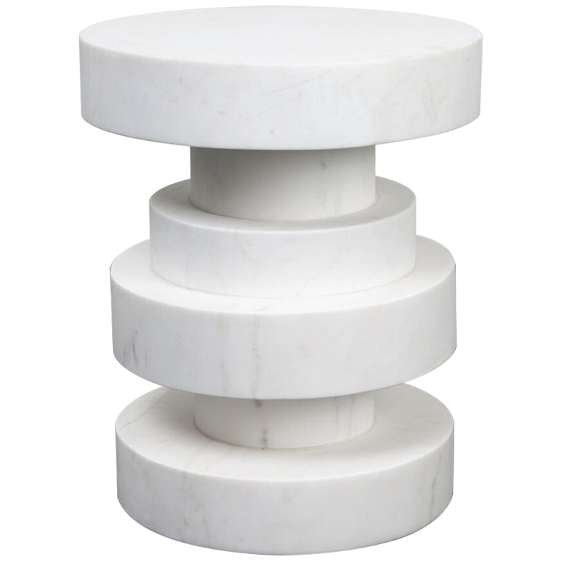 Приставной стол Apollo Stool WHITE дизайн Kelly Wearstler Белый Мрамор Bianco Приставной стол Apollo Stool WHITE дизайн Kelly Wearstler Белый Мрамор Bianco в Липецке | Loft Concept
