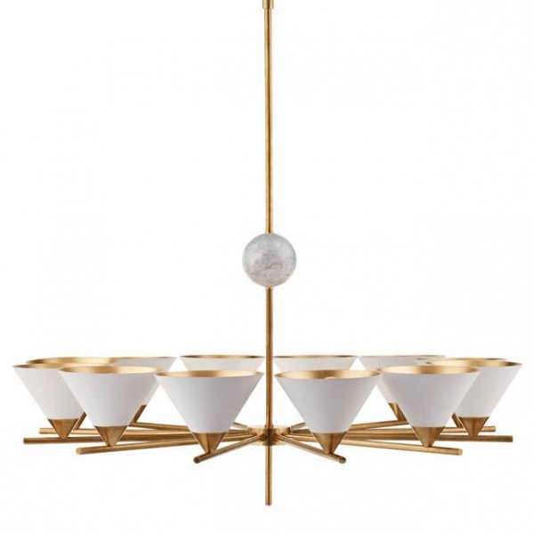 Люстра Cleo Large Chandelier Латунь Белый Люстра Cleo Large Chandelier Латунь Белый в Липецке | Loft Concept