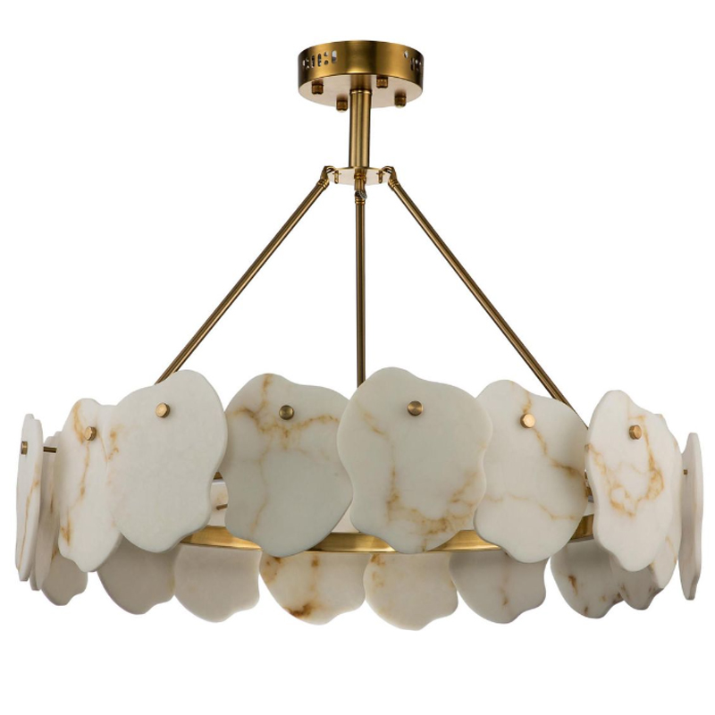 Люстра Мрамор Lucretia Marble Round Chandelier 80 см Латунь Белый Мрамор Bianco Люстра Мрамор Lucretia Marble Round Chandelier 80 см Латунь Белый Мрамор Bianco в Липецке | Loft Concept