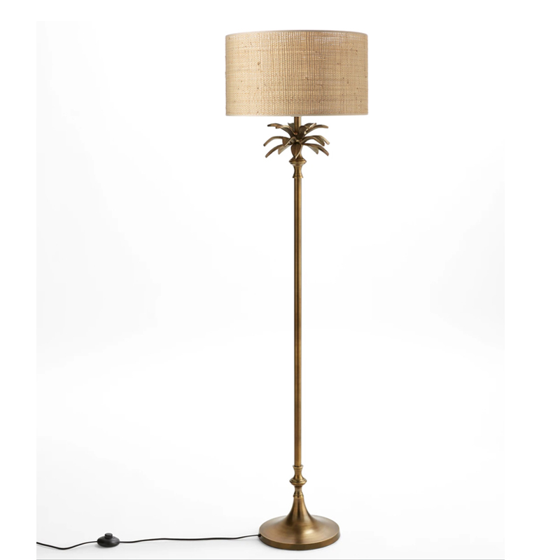 Торшер Palm Raphia Lampshade Латунь Торшер Palm Raphia Lampshade Латунь в Липецке | Loft Concept