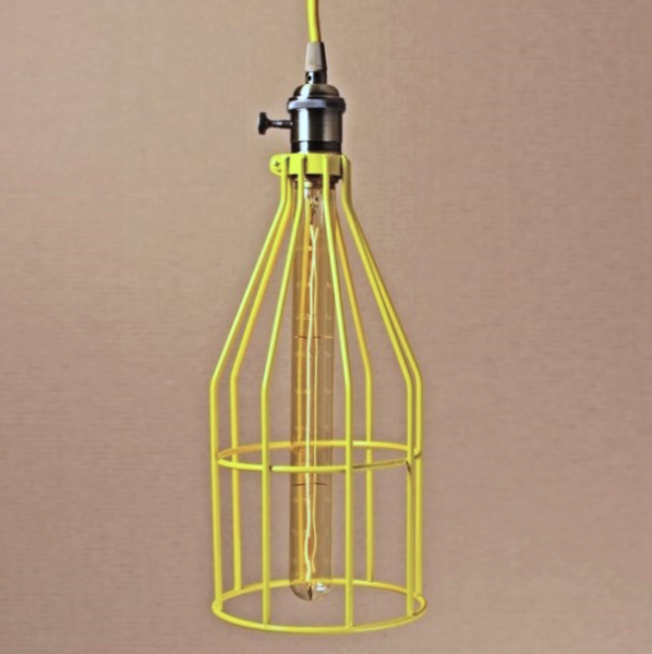 Подвесной светильник Wire Cage Pendant Twix Yellow Желтый Подвесной светильник Wire Cage Pendant Twix Yellow Желтый в Липецке | Loft Concept