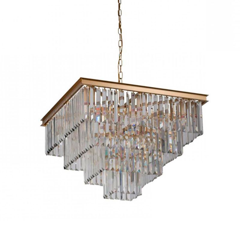 Квадратная Люстра RH 1920s Odeon GOLD iron Four layers Прозрачное Стекло 60х60 Золотой Прозрачное Стекло Квадратная Люстра RH 1920s Odeon GOLD iron Four layers Прозрачное Стекло 60х60 Золотой Прозрачное Стекло в Липецке | Loft Concept