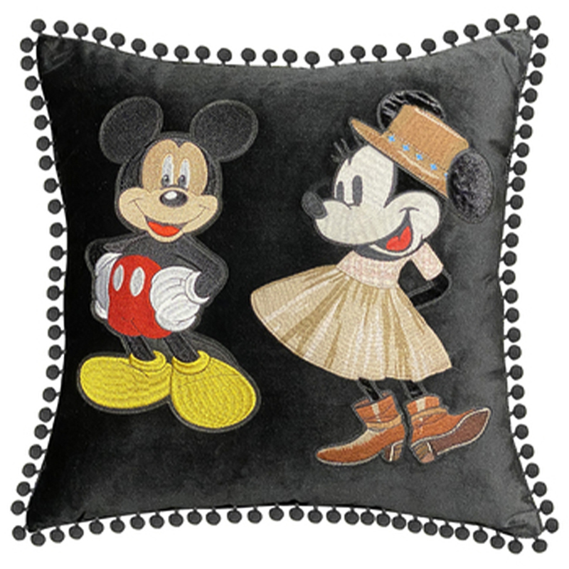 Декоративная подушка с вышивкой Gucci Mickey and Minnie Mouse Черный Красный Желтый Бежевый Декоративная подушка с вышивкой Gucci Mickey and Minnie Mouse Черный Красный Желтый Бежевый в Липецке | Loft Concept