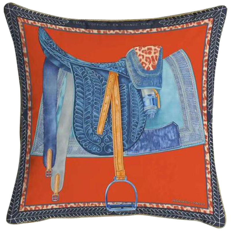 Декоративная подушка Hermes Saddle Orange 127 Оранжевый Голубой Мульти Декоративная подушка Hermes Saddle Orange 127 Оранжевый Голубой Мульти в Липецке | Loft Concept