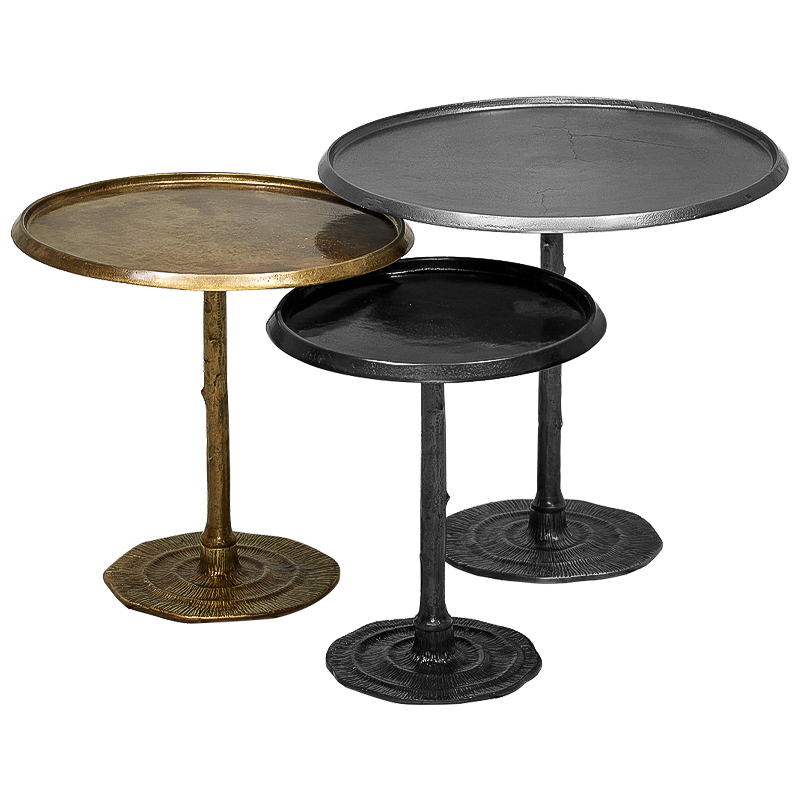Набор приставных столиков Raimund side table Винтажная латунь Графит Набор приставных столиков Raimund side table Винтажная латунь Графит в Липецке | Loft Concept