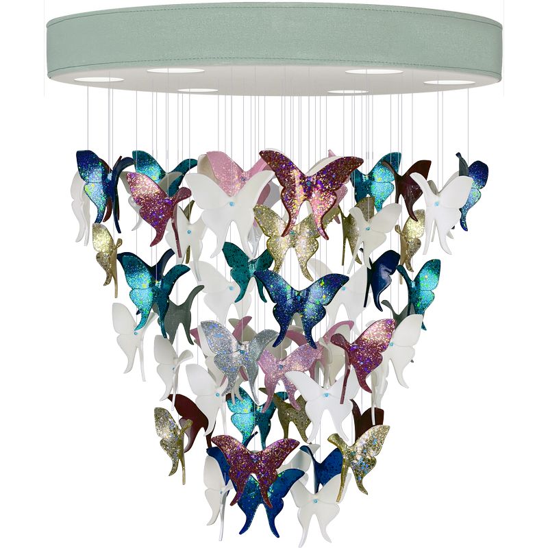 Люстра Цветные Бабочки Светло-Зеленая база Night Butterflies Chandelier Multi Color Зеленый Мульти Люстра Цветные Бабочки Светло-Зеленая база Night Butterflies Chandelier Multi Color Зеленый Мульти в Липецке | Loft Concept