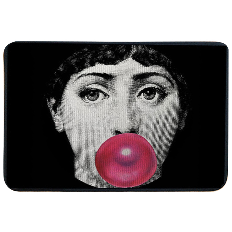 Ковер для прихожей и ванной Fornasetti Pink Bubblegum Rug Черно-белый Розовый Ковер для прихожей и ванной Fornasetti Pink Bubblegum Rug Черно-белый Розовый в Липецке | Loft Concept