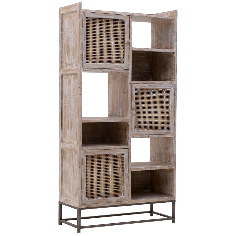 Стеллаж Rosita Wood Rack Бежево-серый Металлик винтаж Стеллаж Rosita Wood Rack Бежево-серый Металлик винтаж в Липецке | Loft Concept